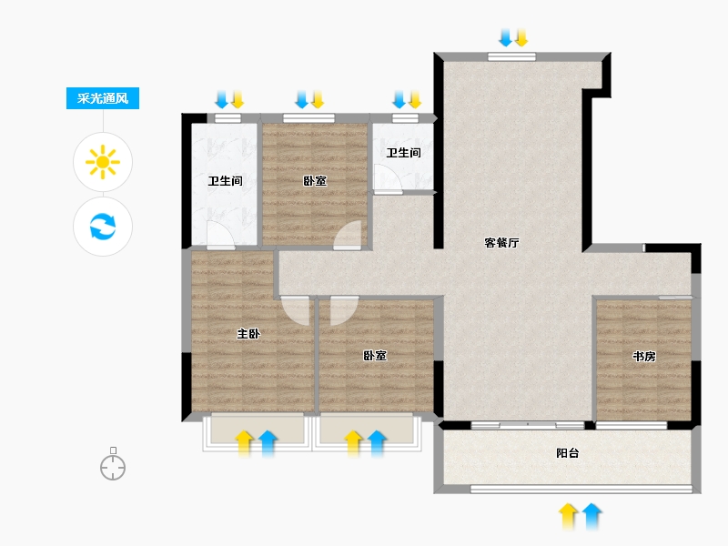 陕西省-渭南市-合创·珑府-115.20-户型库-采光通风