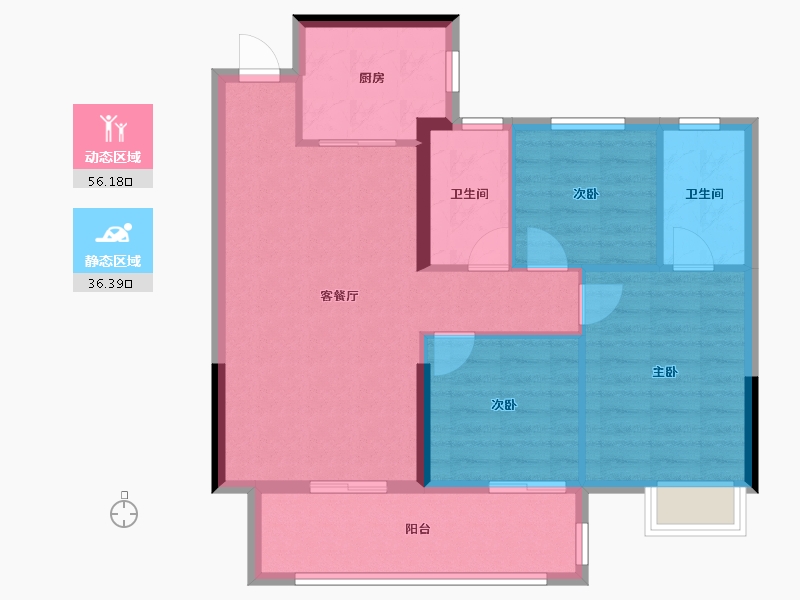 湖北省-黄冈市-麻城中乾融紫台-83.57-户型库-动静分区