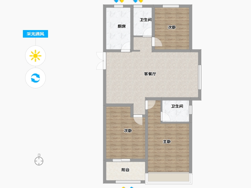 河南省-安阳市-国宾府-103.80-户型库-采光通风