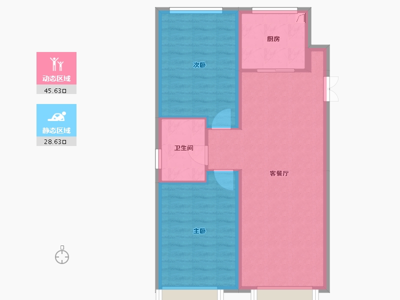 河北省-张家口市-鸿翔健康城-66.82-户型库-动静分区