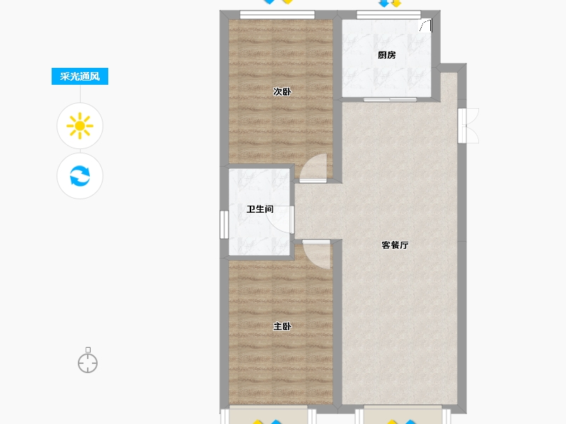 河北省-张家口市-鸿翔健康城-66.82-户型库-采光通风