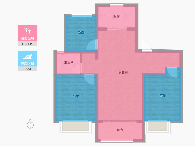 山东省-淄博市-万科翡翠东第-67.45-户型库-动静分区