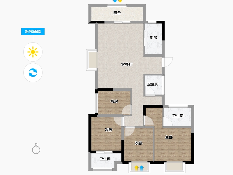 浙江省-湖州市-中南望樾澜庭-93.94-户型库-采光通风