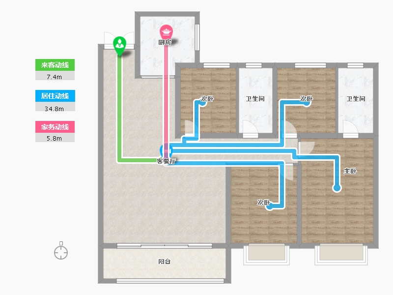 山东省-淄博市-龙泉家园悦景台-134.26-户型库-动静线