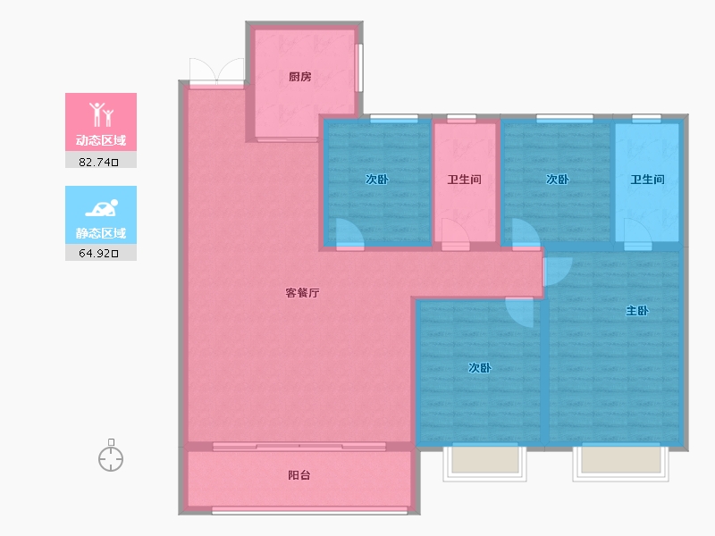 山东省-淄博市-龙泉家园悦景台-134.26-户型库-动静分区