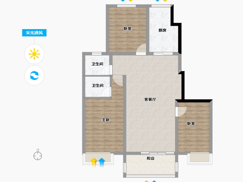 山东省-菏泽市-国璟府-100.00-户型库-采光通风