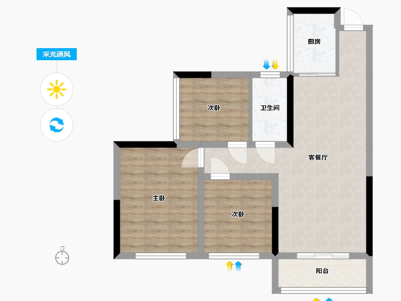 广西壮族自治区-桂林市-众阳华城-80.00-户型库-采光通风