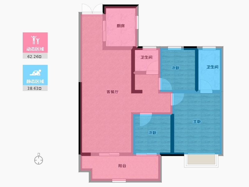 江苏省-淮安市-盱眙吾悦华府-89.42-户型库-动静分区