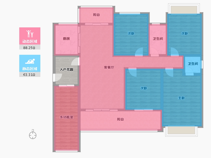 湖南省-株洲市-幸福里-156.53-户型库-动静分区