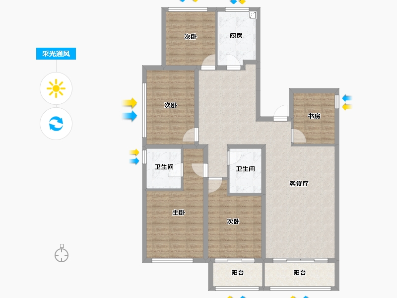 河北省-石家庄市-诚园-126.77-户型库-采光通风