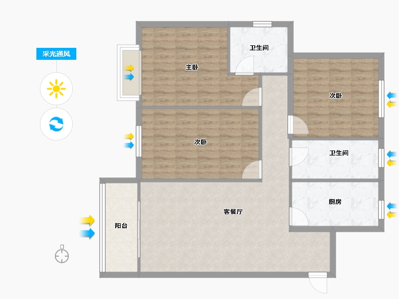 河南省-安阳市-银杏广场-106.30-户型库-采光通风