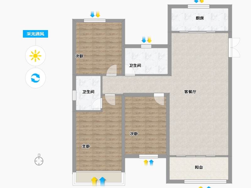 河南省-安阳市-国宾府-111.50-户型库-采光通风