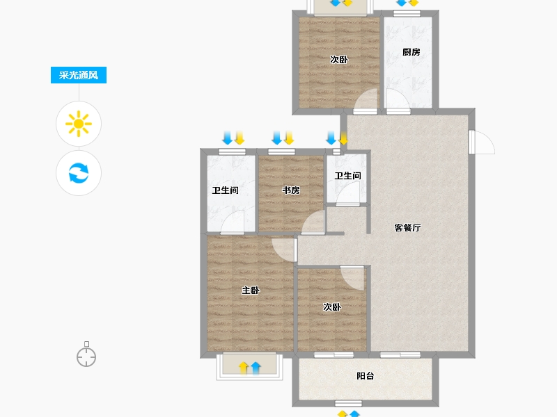 江苏省-淮安市-御景学府-101.05-户型库-采光通风