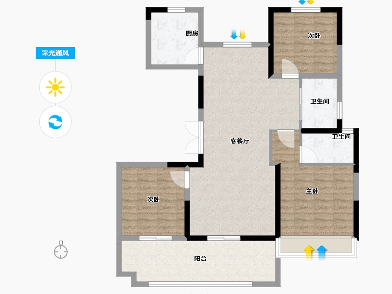 河南省-安阳市-昌建青风墅院-104.00-户型库-采光通风