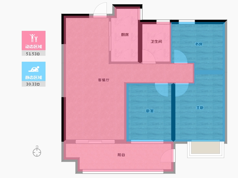 陕西省-渭南市-合创·锦悦府-72.96-户型库-动静分区