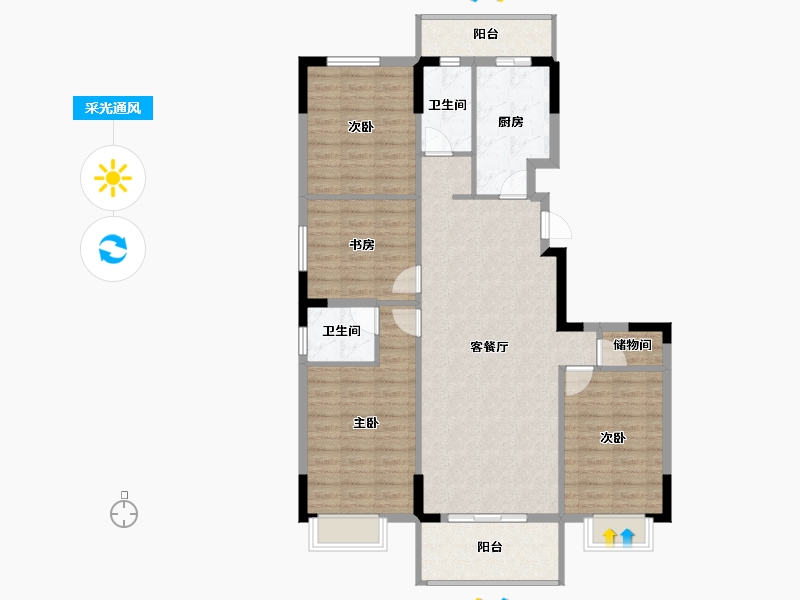 安徽省-池州市-香樟里那水岸-112.85-户型库-采光通风