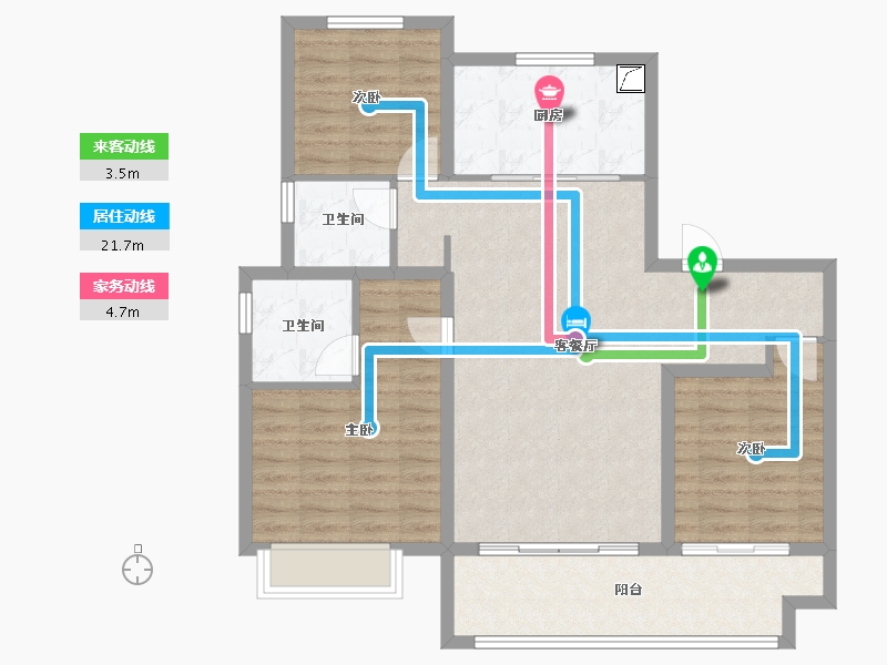 山东省-淄博市-万科翡翠东第-94.35-户型库-动静线