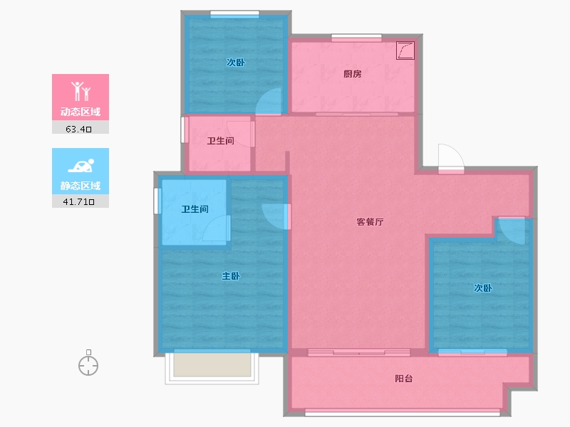 山东省-淄博市-万科翡翠东第-94.35-户型库-动静分区