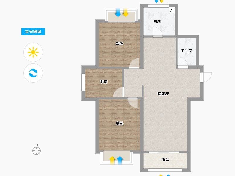 河北省-石家庄市-中国铁建益书苑-79.92-户型库-采光通风