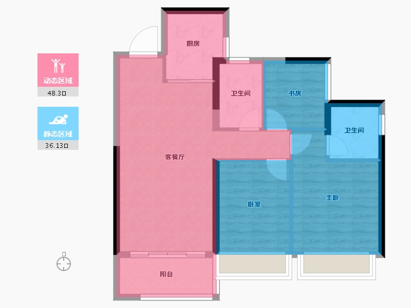 广西壮族自治区-百色市-靖西碧桂园-76.00-户型库-动静分区