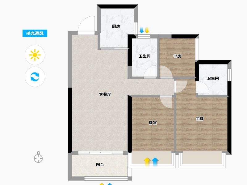 广西壮族自治区-百色市-靖西碧桂园-76.00-户型库-采光通风