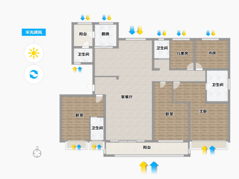 陕西省-渭南市-碧桂园同州首府-208.00-户型库-采光通风