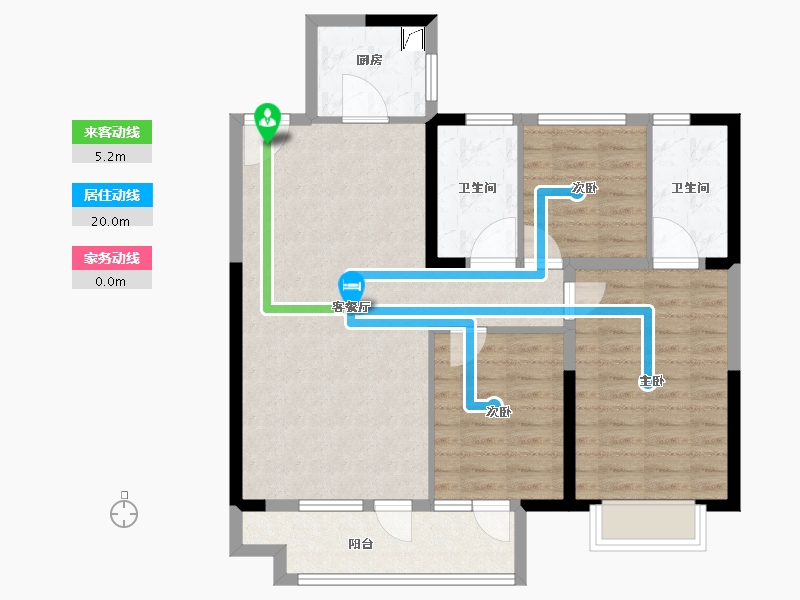 河北省-廊坊市-合生龙河湾壹号-88.80-户型库-动静线