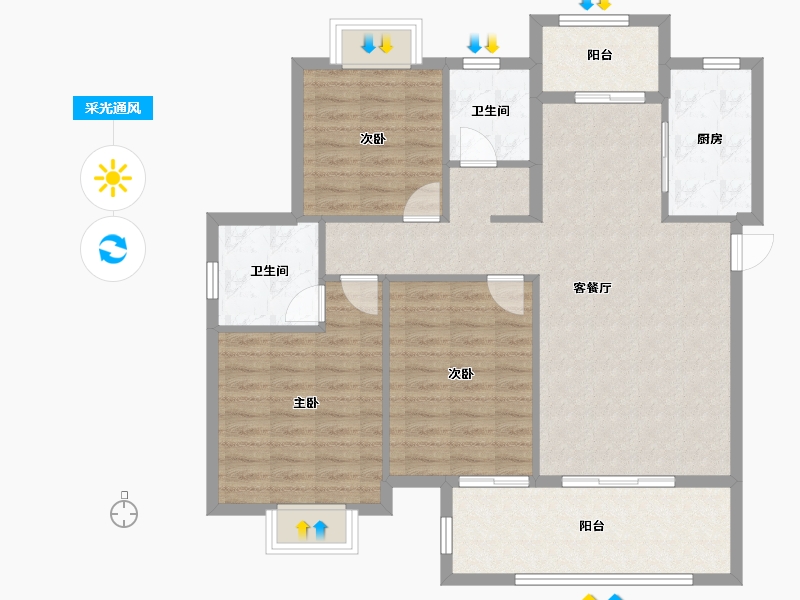 湖北省-黄冈市-天禧未来城-104.15-户型库-采光通风