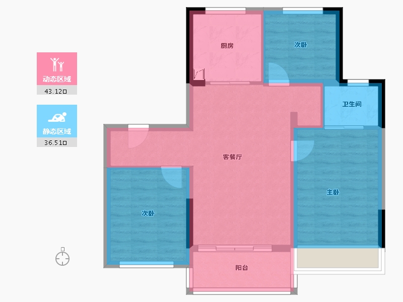 安徽省-芜湖市-鸠江碧桂园黄金时代-71.20-户型库-动静分区