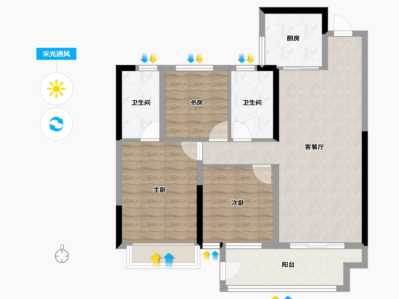 陕西省-渭南市-合创·珑府-84.00-户型库-采光通风