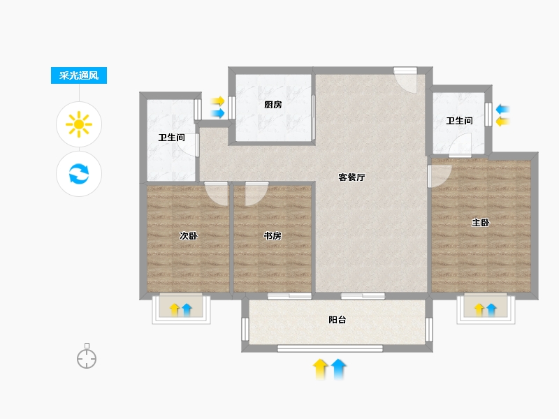 湖北省-黄冈市-天禧未来城-94.57-户型库-采光通风