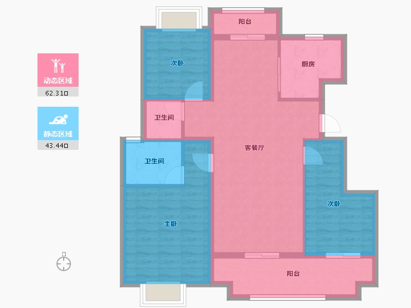 湖北省-黄冈市-麻城升华·翡翠一品-95.03-户型库-动静分区