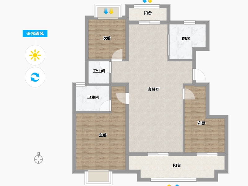 湖北省-黄冈市-麻城升华·翡翠一品-95.03-户型库-采光通风