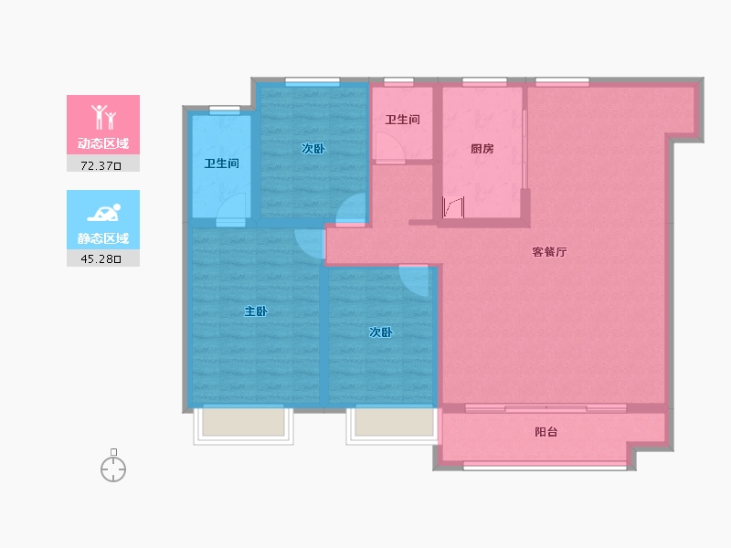 山东省-淄博市-万科翡翠东第-105.66-户型库-动静分区