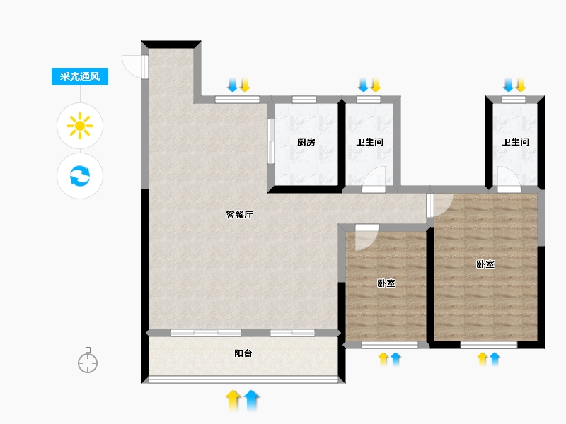 甘肃省-天水市-颐达·合府-96.00-户型库-采光通风