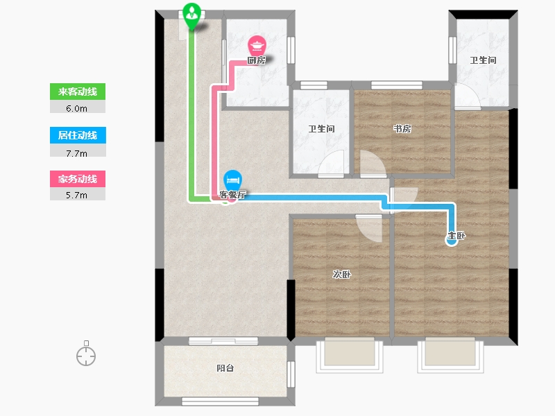 湖北省-黄冈市-瑞锦东城-89.75-户型库-动静线