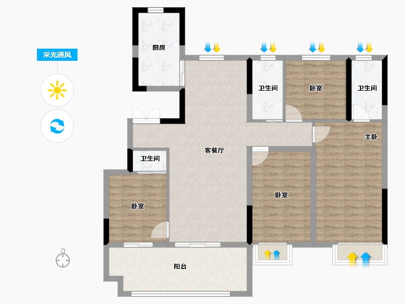 河南省-安阳市-昌建青风墅院-113.60-户型库-采光通风