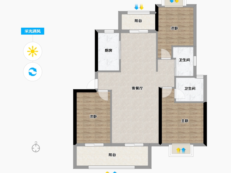 湖北省-黄冈市-麻城中乾融紫台-96.00-户型库-采光通风