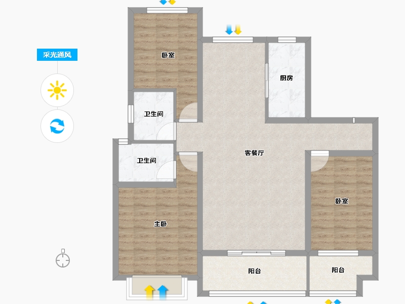 陕西省-渭南市-山水观园-99.89-户型库-采光通风