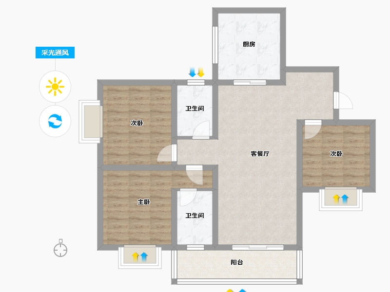 贵州省-黔东南苗族侗族自治州-鸿鹄嘉园-90.01-户型库-采光通风