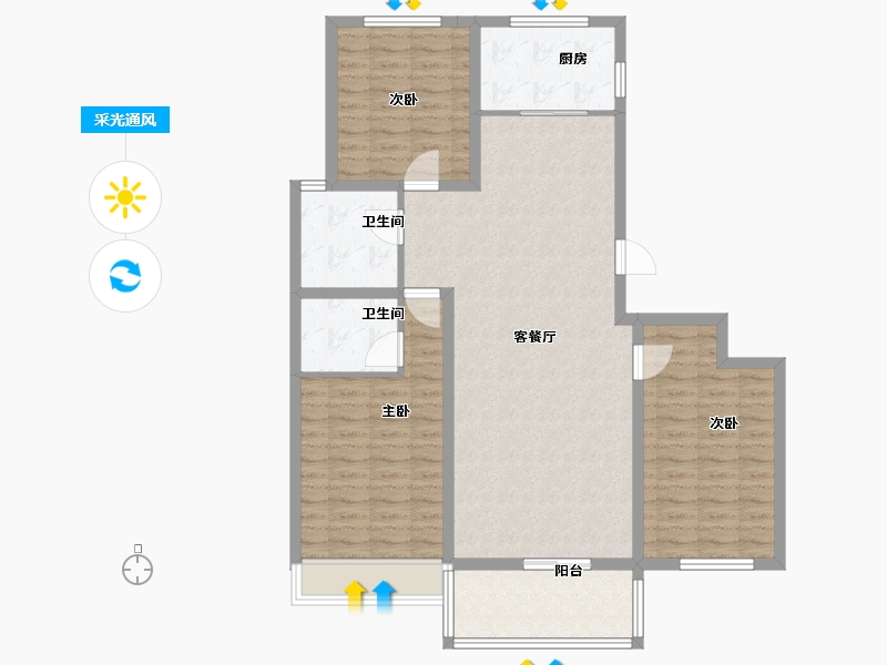 河南省-安阳市-国宾府-108.60-户型库-采光通风