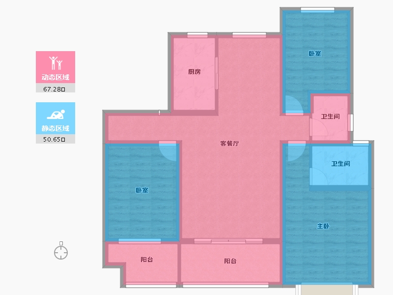 陕西省-渭南市-山水观园-104.80-户型库-动静分区