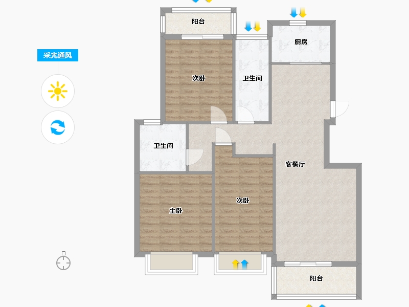 湖北省-武汉市-恋湖家园-108.80-户型库-采光通风