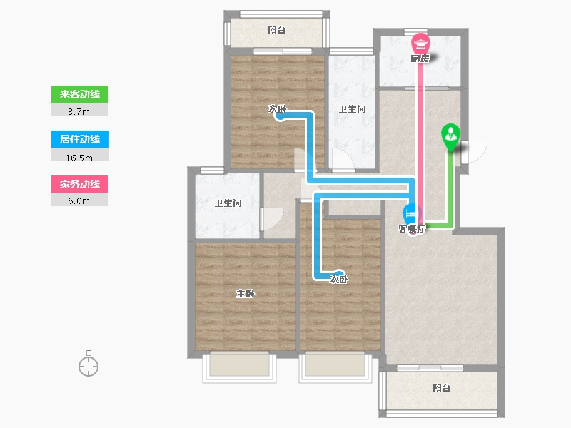 湖北省-武汉市-恋湖家园-108.80-户型库-动静线