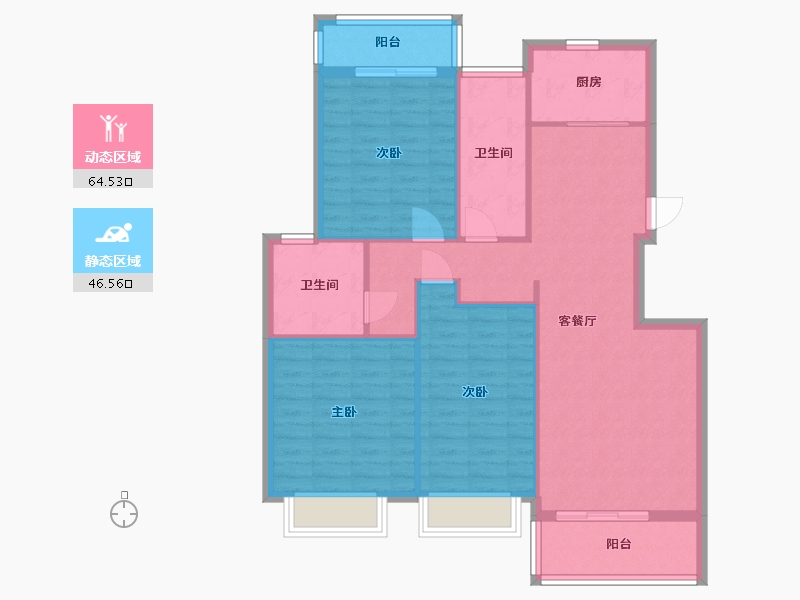 湖北省-武汉市-恋湖家园-108.80-户型库-动静分区