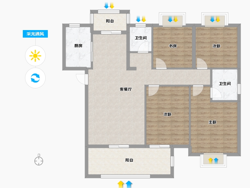 湖北省-黄冈市-天禧未来城-114.03-户型库-采光通风