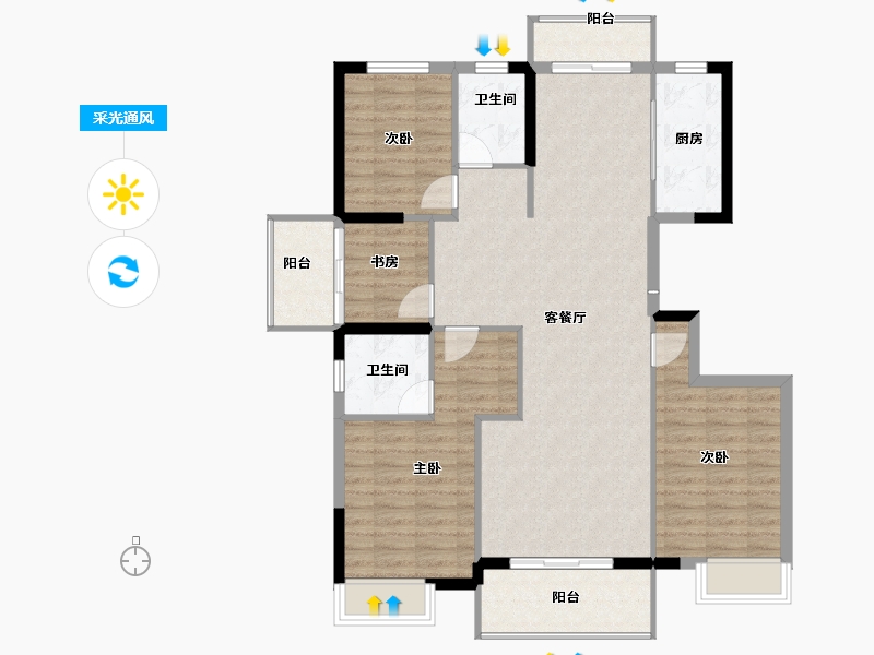 安徽省-池州市-香樟里那水岸-112.57-户型库-采光通风