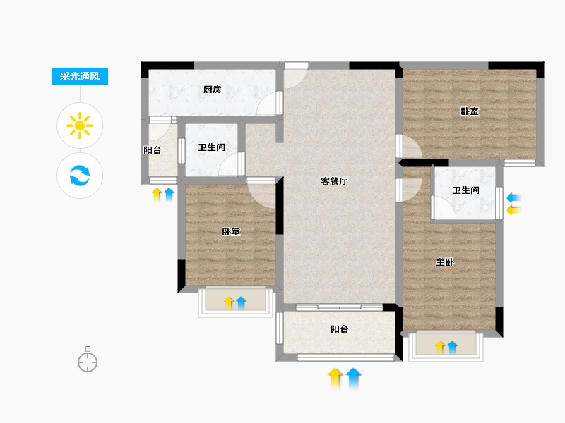 河南省-漯河市-坤恒金色年华-94.40-户型库-采光通风