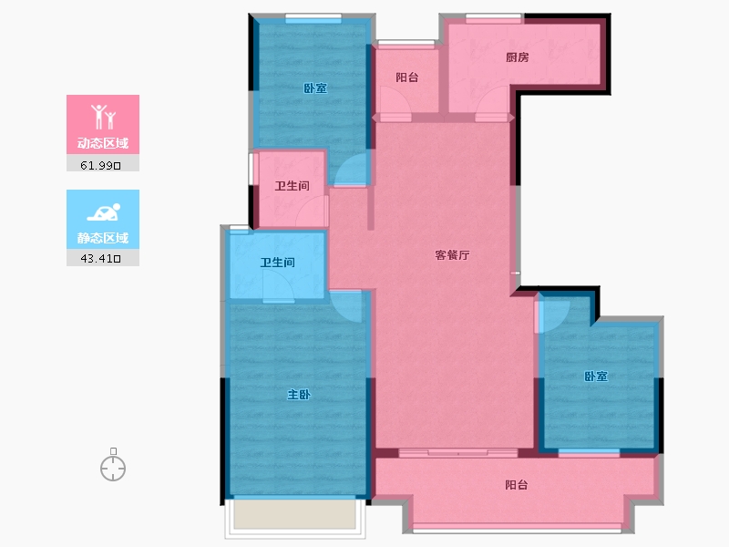 陕西省-渭南市-合创·锦悦府-93.97-户型库-动静分区