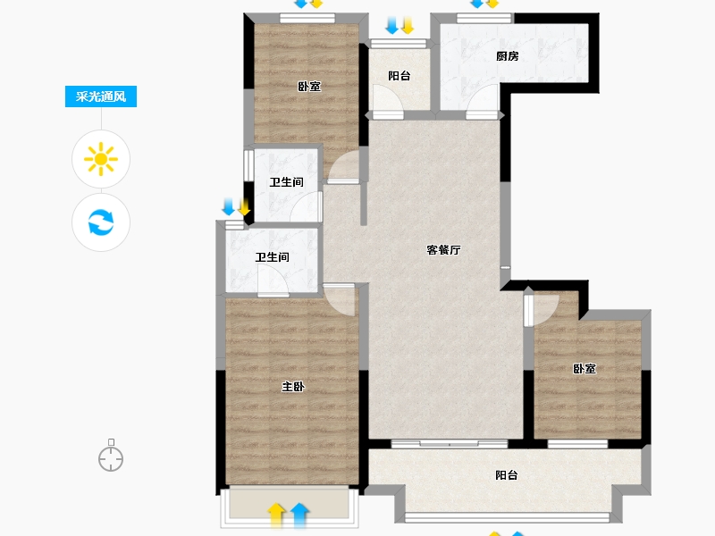 陕西省-渭南市-合创·锦悦府-93.97-户型库-采光通风